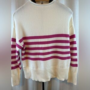 TRUTH by Republic Elegant Women's Striped Sweater in Cream and Pink, Ribbed Neck